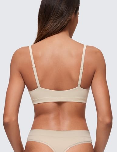 CRZ YOGA Softhold Womens Double Lined Triangle Bralette - Adjustable Straps Unlined Wireless Cami Plunge T-Shirt Everyday Bra2