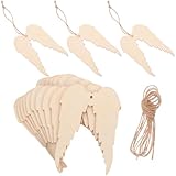 HOMSFOU 20 Stück Unlackierte Engelsflügel Holzanhänger 3.94X2.76In Diy Basteln Ornamente Mit Loch Für Weihnachten Geburtstag Hochzeit Partydekoration