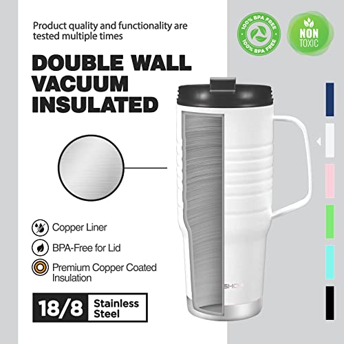 Haushof 24 Oz Travel Mug With Handle, Stainless Steel Vacuum Insulated Coffee Travel Mug, Double Wall Travel Mugs With Leakproof Lid, Bpa Free #TOP3