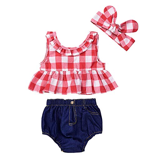 Mermaid Unicorn Baby Clothes Tenue Bébé Filles 3Pcs / Set Chemises Top + Jeans Shorts + Bandeau D'été (Pink,80cm) Cover