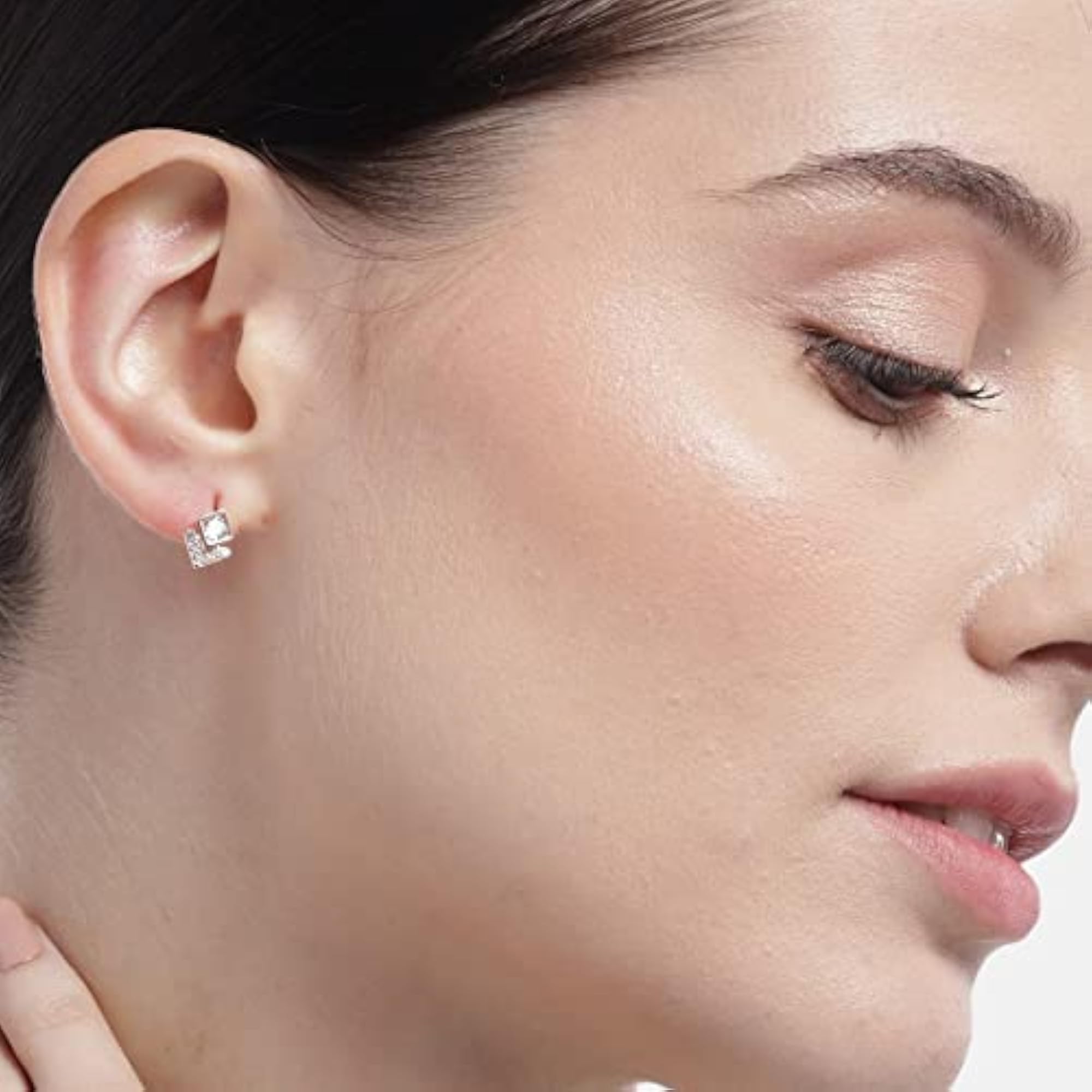 925 Silver CZ Solitaire Rose Stud Earrings
