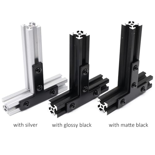 Image of 10 Sets 2020 Series Aluminum Extrusion Profile T Brackets Black Right Angle Joint Plate with M5 T Slot Nuts and Bolts Hardware for 2020 2040 V Slot Extruded Aluminum Connectors Accessories