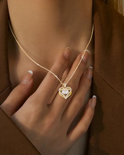 Moissanite Heart Necklace for Women, 18K White/Yellow Gold-Plated 925 Sterling Silver Pear Cut Moissanite Imitation Diamond Pendant Eternity Love Gifts for Her, Anniversary, Birthday, Wedding - to My Wife, Mom4