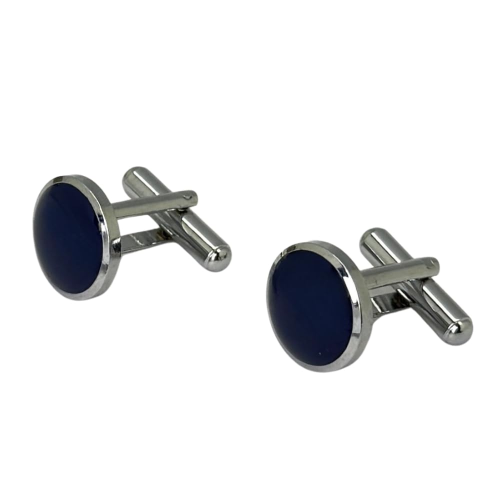 Navy Blue Stone Brass Cufflinks for Men-image-32