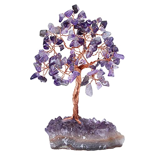 Image of Crocon Amethyst Crystals Tree with Cluster Base Tree of Life, Birthday | Gifts for Women, Men Decor for Shelf, Sister Gift, Birthday Gifts for Mom, Cute Home Office Decor Purple Housewarming Present
