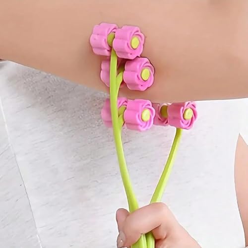 Rolo Massageador Facial 3D em V Plástico Flexível Verde com Rosa