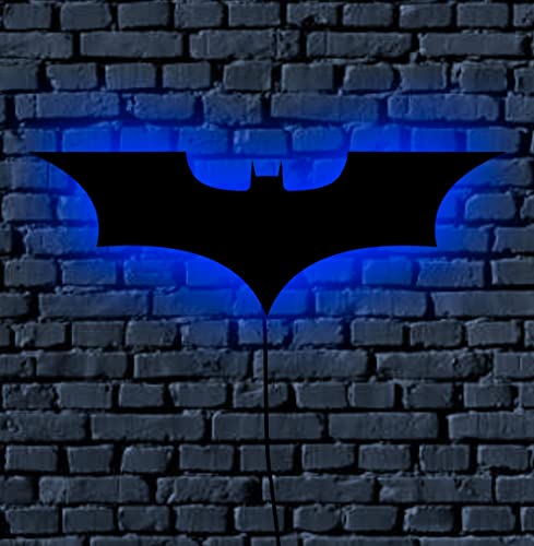 Image of AD INFINITUM LED Wall Lamp, Comic Lover, Bat Cave, Night Lamp, for Gift, Kids Room, Gaming Setup, Gaming Room, Man Cave (Dark Knight Blue)