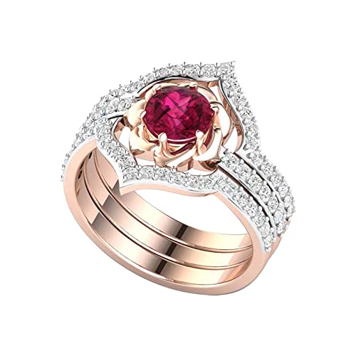 Three in One Simulated Diamond Ring for Women Elegant Jewelry Party Ring Engagement Ring (A, 7)