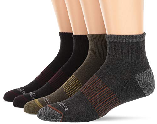 Columbia Men's 4-Pack Everyday Quarter Socks, Olive/Charcoal/Black, Shoe Size 6-12