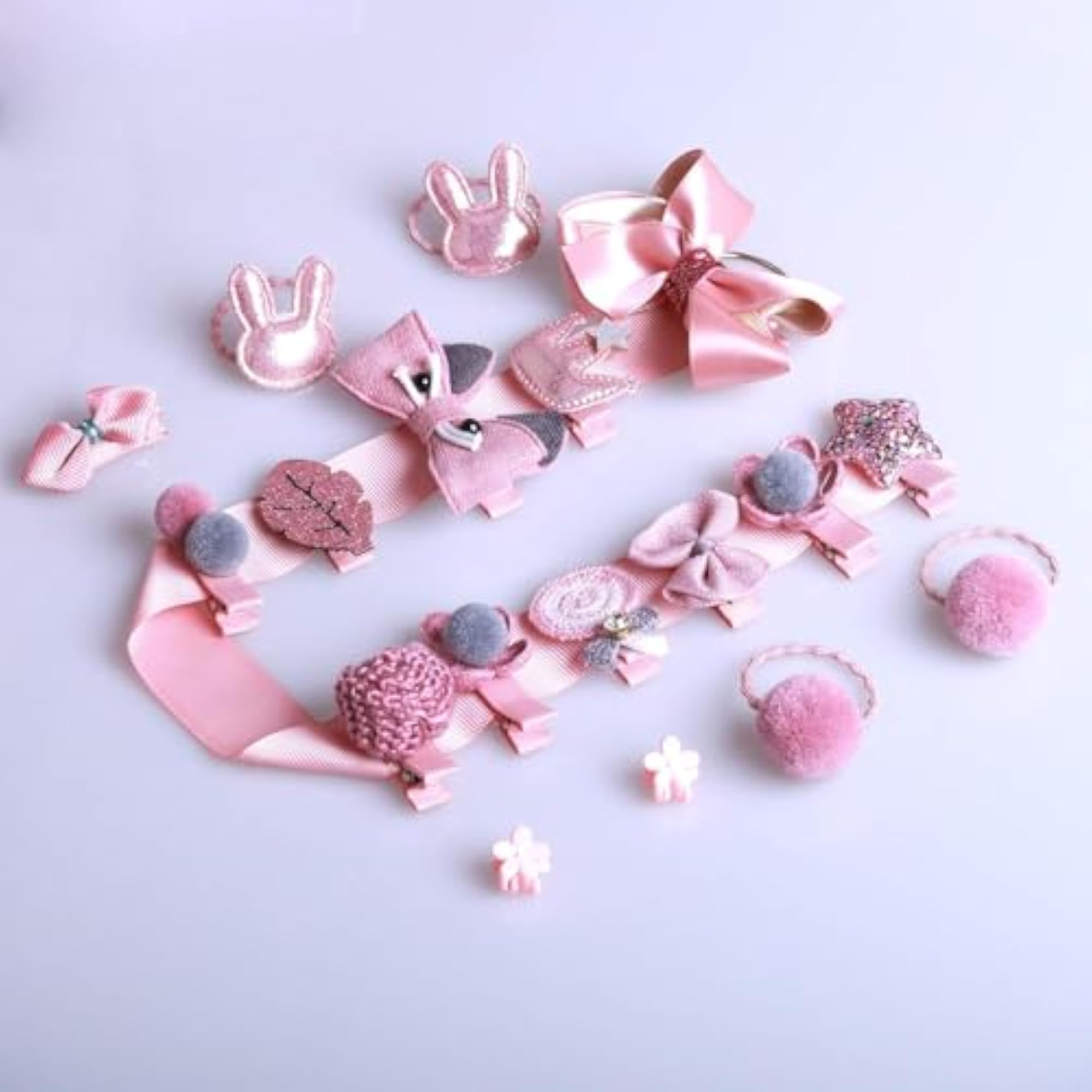 18Pcs Pink Hair Accessories Set, Bows & Clips