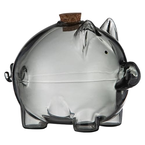Niesel - Niesel Banque d'argent en verre, banque de pièces de monnaie en verre pour économiser de l'argent - Pot de rangement décoratif de porcine pour étagère de coiffeuse, conteneur de pièces