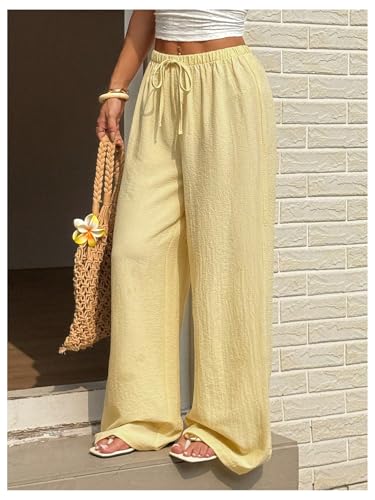 SHENHE Women's Y2k Low Rise Baggy Pants Wide Leg Drawstring Elastic Loose Casual Travel Pants3