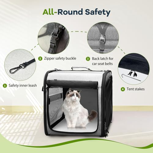 IKARE Transportadora Para Gatos Grandes, Transportadora De Viagem Para Gatos Com Caixa De Areia, Tra