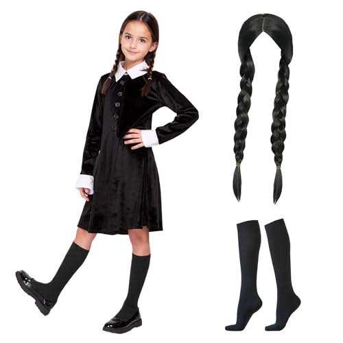 Vestido negro con cuello para niñas disfraz escolar cosplay miniatura 1