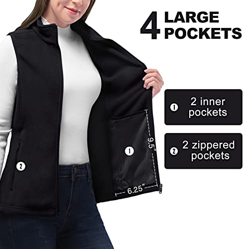33,000Ft Women's Fleece Vest, Lightweight Warm Polar Soft Vests Outerwear With Zip Up Pockets, Sleeveless Jacket For Winter #TOP2