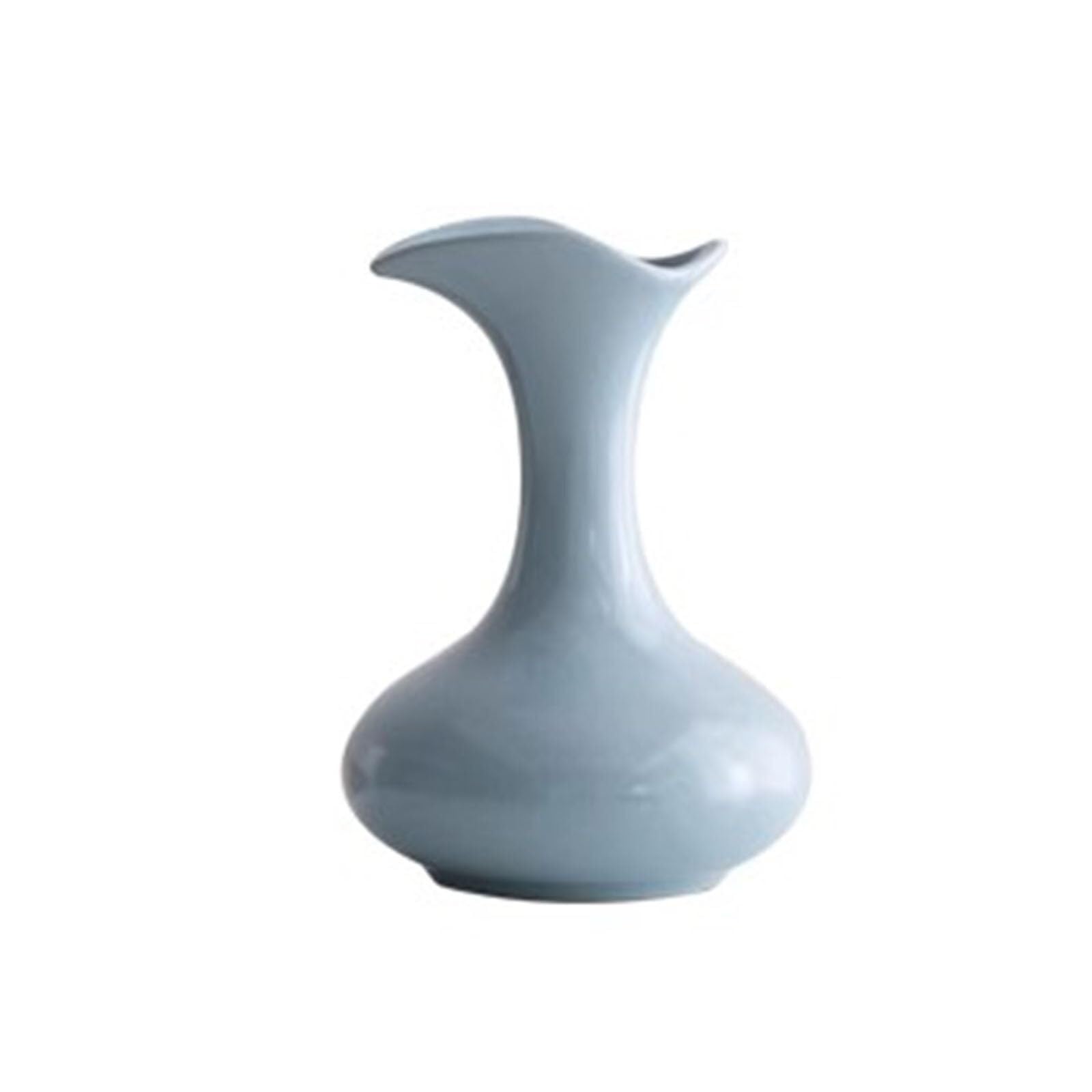 Unique Ceramic Farmhouse Vase Vintage Simple Decorative for Living Room Aesthetic Room Decor(Blue D,13 * 13 * 18.5CM)