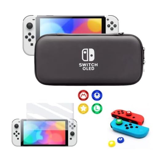 Case Estojo Para Nintendo Switch oled Console + 2 Pelicula Vidro 4 grip Mario proteção anti queda luxepha (Nintendo Switch oled)
