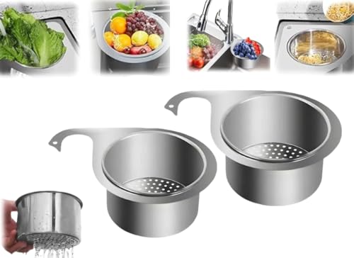 Stainless Steel Swan Sink Strainer Basket, Drain Basket for Kitchen Sink, Multifunction Sink Strainer Colander Drain Basket Quick Drain Kitchen Tools for Hanging Filter Basket Food Waste (2)