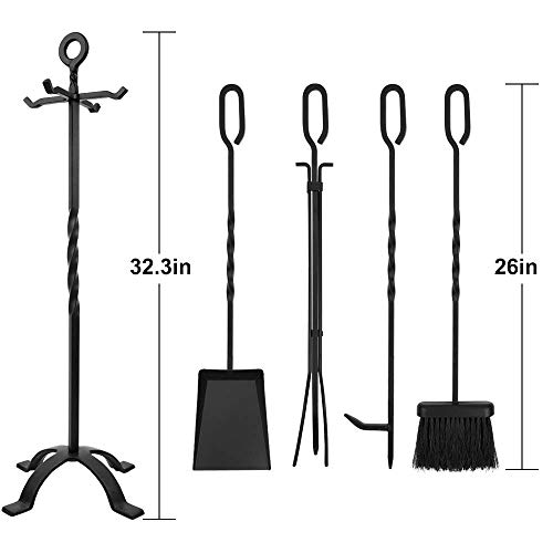 Amagabeli 5 Pieces Fireplace Tools Set Indoor Bundle Firewood Carrier Tote Waxed Canvas Log Tote #TOP4