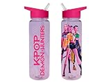 K-Pop Demon Hunters – Trinkflasche mit integriertem Trinkhalm, Rumi, Mira, Zoe, Blauer Tiger, Derpy, Netflix, Spinner Huntrix, Logo, Saja Boys,700 ml, Mehrfarbig, Offizielles Produkt, CYP BRANDS