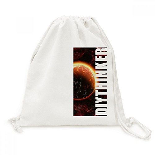 Toile Drawstring Backpack Sac à Dos Cordon Planète Rouge Univers Voyage