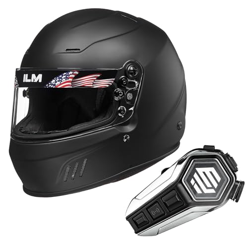 ILM Snell SA2020 Full Face Auto Car Racing Helmets Model 760 (Matte Black, L) and Bluetooth Headset with Hi-Fi System