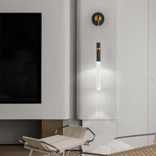 Image of Black Wall Sconces Set of Two Modern LED Wall Light Fixtures Black Gold Wall Lighting Crystal Bathroom Light Indoor Wall Lights for Bedroom Bedside Living Room Corridor