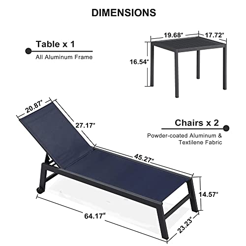 image for PURPLE LEAF Patio Chaise Lounge Set 2 Pieces Textilene Pool Lounge Cha