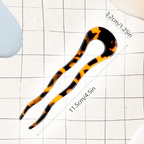 image for Ptwola 3 Pack French Hair Pin U Shaped Acrylic Twist Stick Hair Fork W