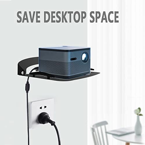 Uinehiot Floating Shelf For Projector Wall Mount, No Drilling Small Wall Mount Projector Stand, 90-Degree Foldable, Loading Capacity 8.8Lbs, Wall Mount Shelf For Projector, Router, Dvd Player (Black) #TOP6
