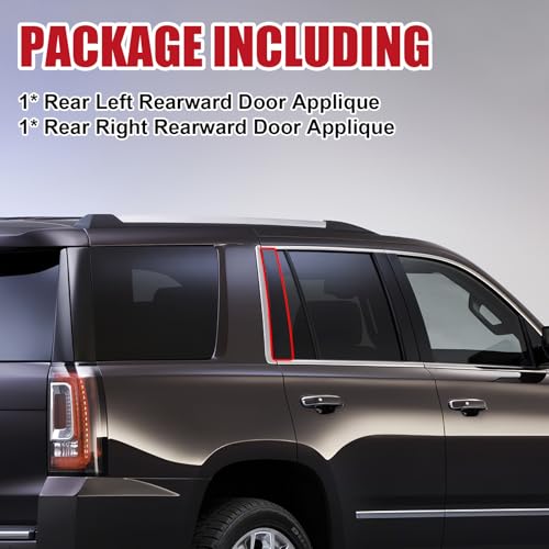 Pair Door Applique Rear Left and Right Rearward for Chevrolet Suburban 3500 HD for Cadillac Escalade ESV for GMC Yukon XL 2015-2018 Gloss Black Window Trim Molding Panel Replaces 926-247 926-248 by FEXON - Image 4