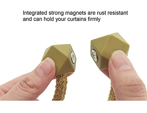Soporte de cuerda de cortina moderno con clips magnéticos decorativos beige para ventanas de oficina 4