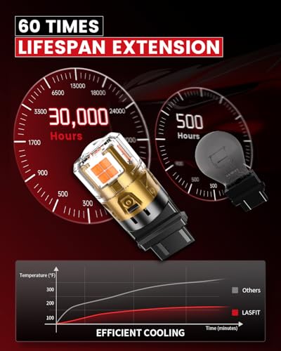 LASFIT 3157 LED Turn Signal Bulbs, Upgraded Amber Yellow 3156 3057 4157 4057 LED Fit for Tacoma Ram, Replacement Bulbs with Projector Rear Blinker Lights (Need Resistor), 2pcs - Image 5