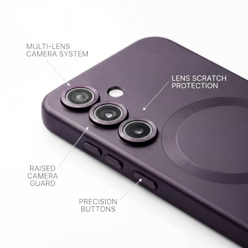 Image of amazon basics Premium Mag-Safe Case for Samsung Galaxy A14 4G / A14 5G | Shockproof & Anti-Scratch Cover | Soft Silicone with Wireless Charging | Camera Lens Guard - Purple