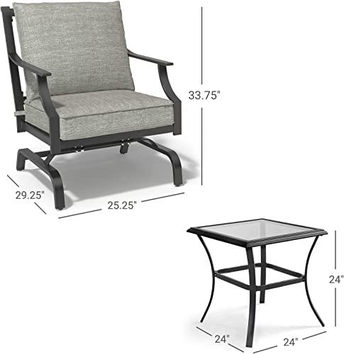 Grand Patio 3 Pcs Patio Furniture Set Outdoor Bistro Set Metal K/D Chat Set Rocking Chair With Gray Comfortable Cushions For Garden Lawn & Poolside #TOP3