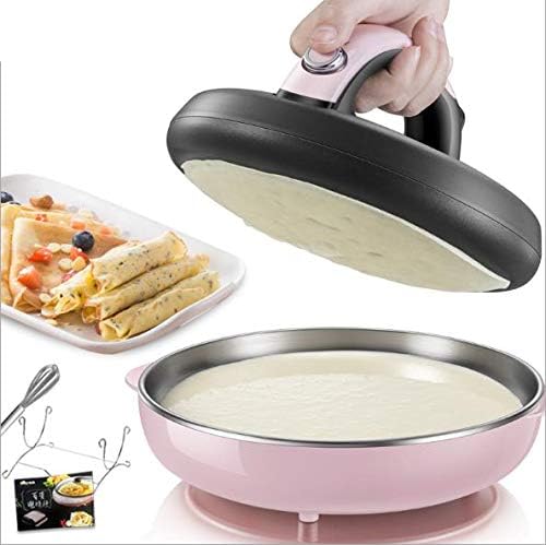 LXT PANDA Portable Electric Crepe Maker, Non-stick Mini Round Frying Pan, Automatic Nonstick stainless steel Crepe Makers mini Pancake machine Household electric baking pan with Metal stent