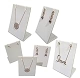 6-Pack White Leatherette Pendant Chain Necklace Display Stand 3.5