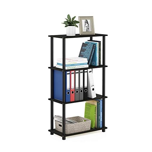 Furinno (99557EX/BK) Turn-N-Tube 4-Tier Multipurpose Shelf Display Rack - Espresso/Black