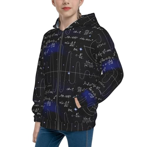 Mathematica Science Kids Pullover Hoodies Boys Zip Up Sweatshirts Girls Athletic Clothes with Pocket