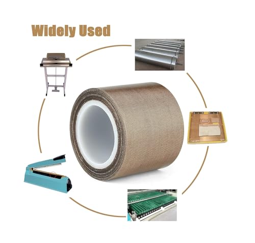 Image of PTFE Tape for Vacuum Sealer Machine, Hand Impulse Sealers Insulation PTFE Coated Fiberglass Adhesive Tape 500℉ High-Temp Fiberglass Adhesive Tape (6-inch x 33FT)