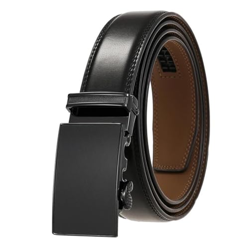 Men's Leather Belt Automatic Buckle Belt Male 30Mm Non-Porous Thin Belt Brown 1 105cm2
