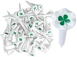 NorthPointe 1 ½” Plastic Golf Tees – Short Tees for Irons, Par Threes, Hybrids, and Driving Range - Pack of 50 or 100 Bulk in High Visibility White Durable Plastic (100, Shamrock, 1 1/2)