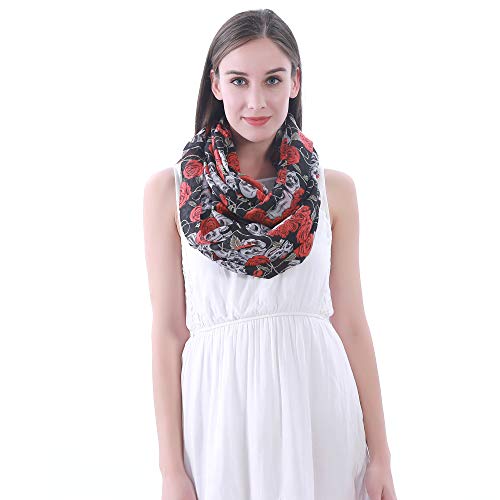 Lina & Lily Skull Rose Print Women's Infinity Scarf2