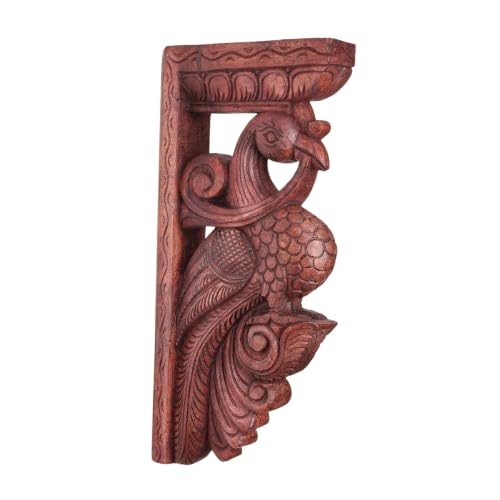 Handcrafted Wooden Peacock Wall Bracket – Decorative Indian Wall Shelf
