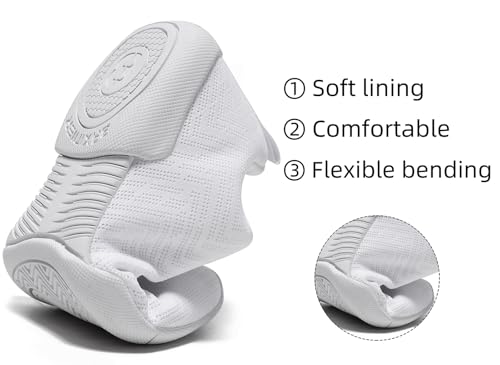 Image of BAXINIER Girls White Cheerleading Shoes Breathable Youth Cheer Competition Sneakers Athletic Training Dance Tennis Walking Shoes