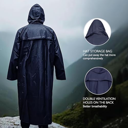 Men's Long Hooded Raincoat - Waterproof Rain Jacket for Work & Outdoor Use - Image 4