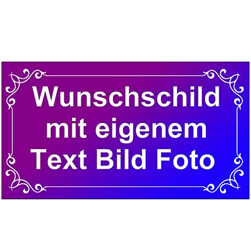 Schilder, Schilder Selbst Gestalten, Wunschtext Schild, 0.8mm Aluminium, Personalisiert mit Text/Name/Foto/Logo/Schrift für Garage, Hotel, Parkplatz, Schule, Carport, Firma, Garten, Wohnadresse Cover