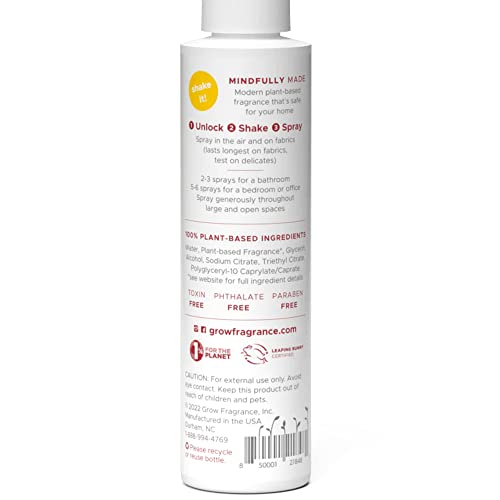 Grow Fragrance - Certified Non Toxic, 100% Plant Based Fabric And Room Air Freshener Spray. Made With All Natural Essential Oils -Pomegranate Fig Scent - Great Deodorizer Odor Eliminator #TOP1
