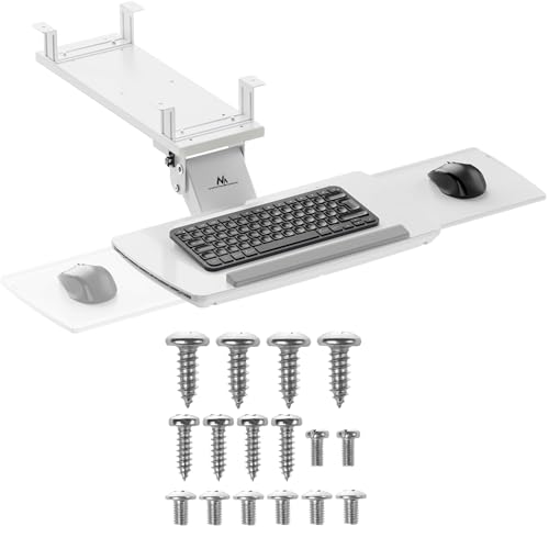 Porte-Clavier Maclean sous Le Bureau, réglable, Max. 5kg, Blanc, MC-156 W