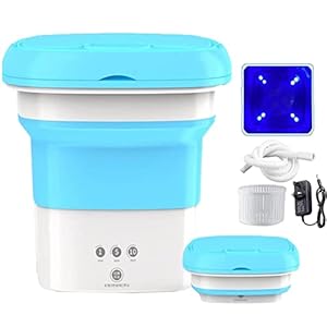 Portable Washing Machine Mini Foldable Small Machine for Apartment, Laundry, Camping, RV, Travel, Underwear, Socks, Baby clothes Lightweight and Easy to Carry (Blue)